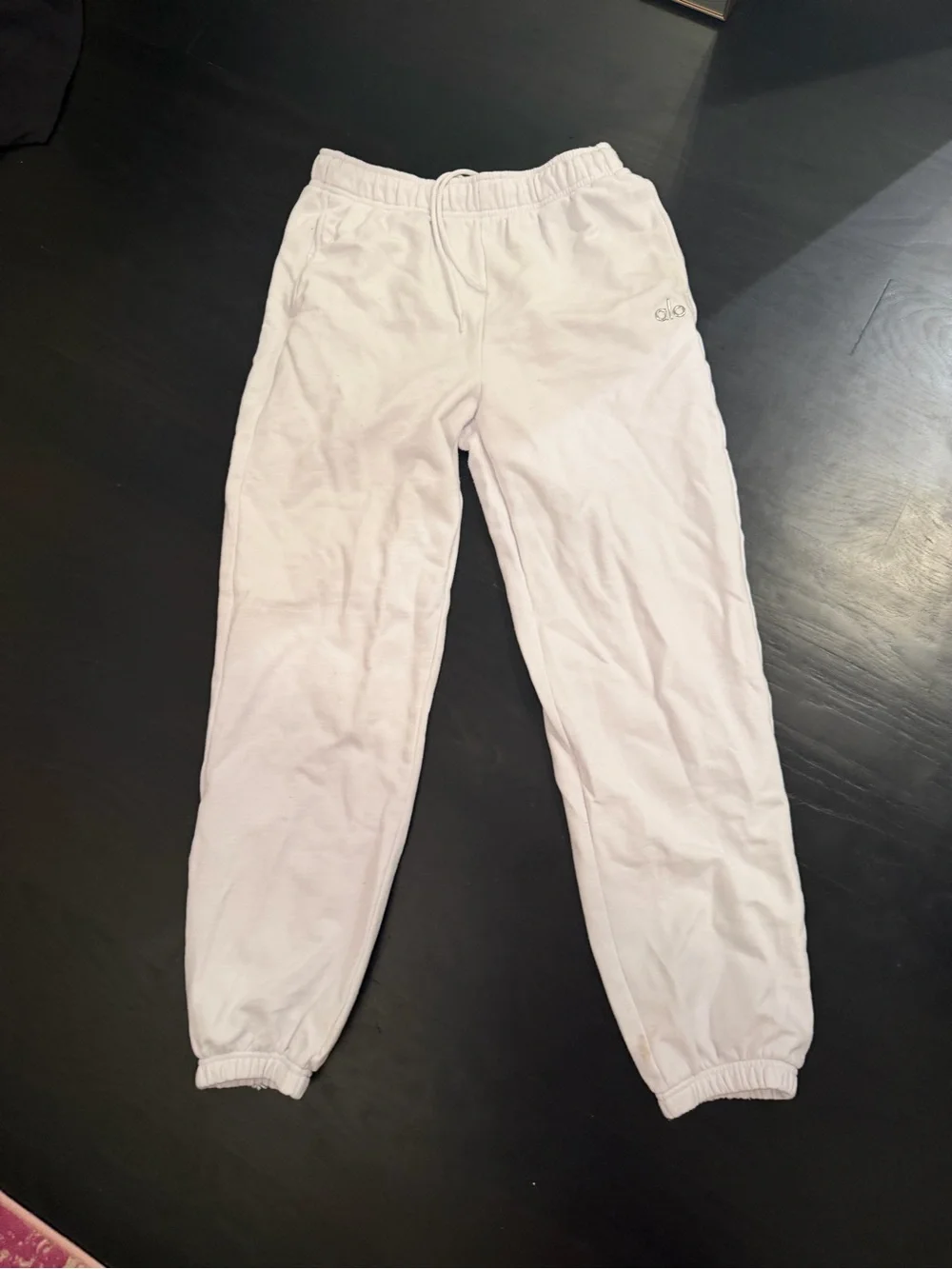 ALO Yoga White Track Joggers with Elastic Cuffs